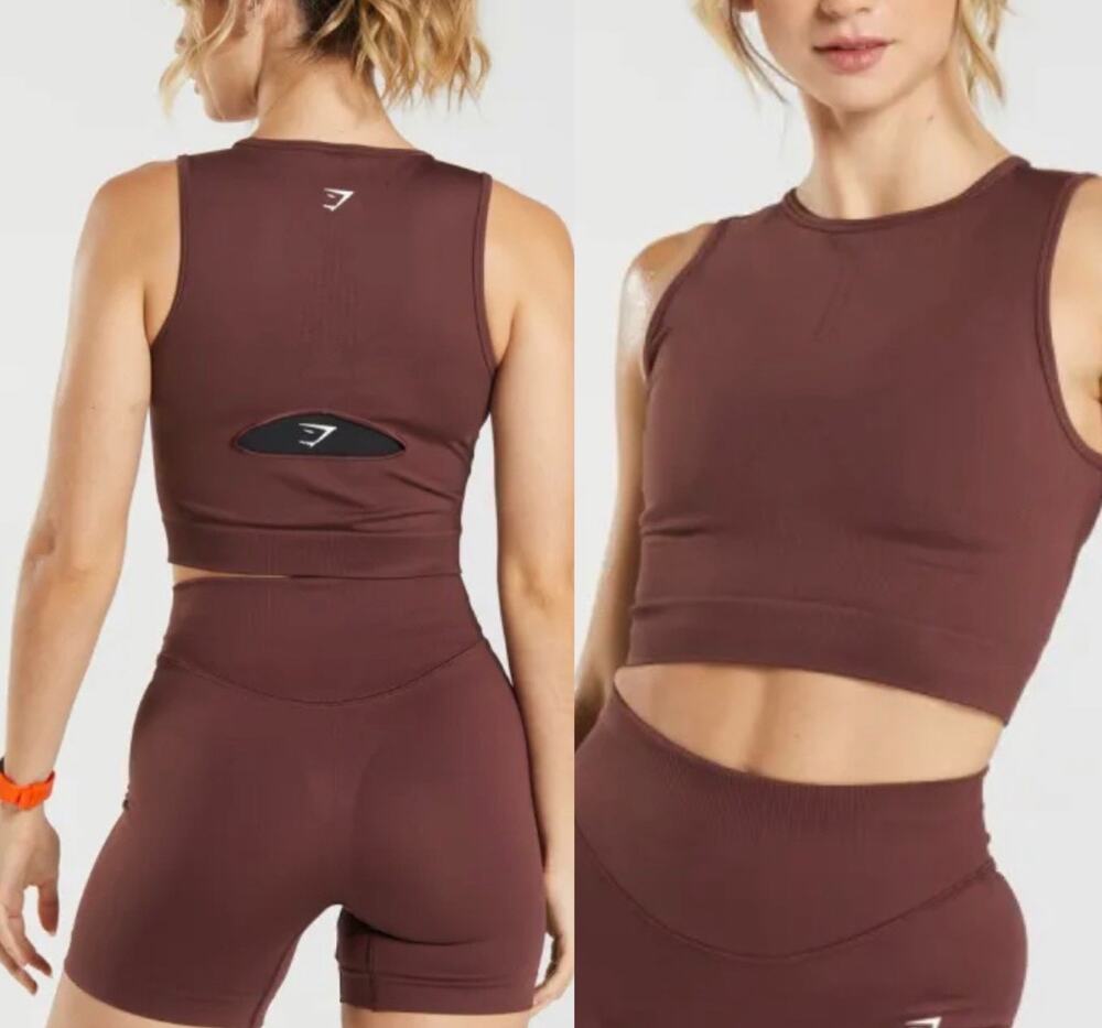 Gymshark Seamless Crop Tank Sports Bra Mauve Burgundy XXL (Best For L/XL)